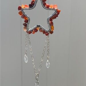 Hand Crafted Star Star Sun Catcher with Carnelian Crystal Accents